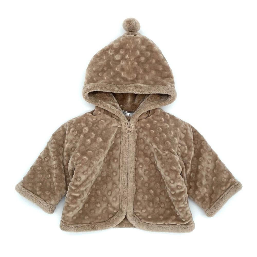 EUC Widgeon Hooded Faux Fur By Sara’s Prints Zip Jacket in Brown 3M
